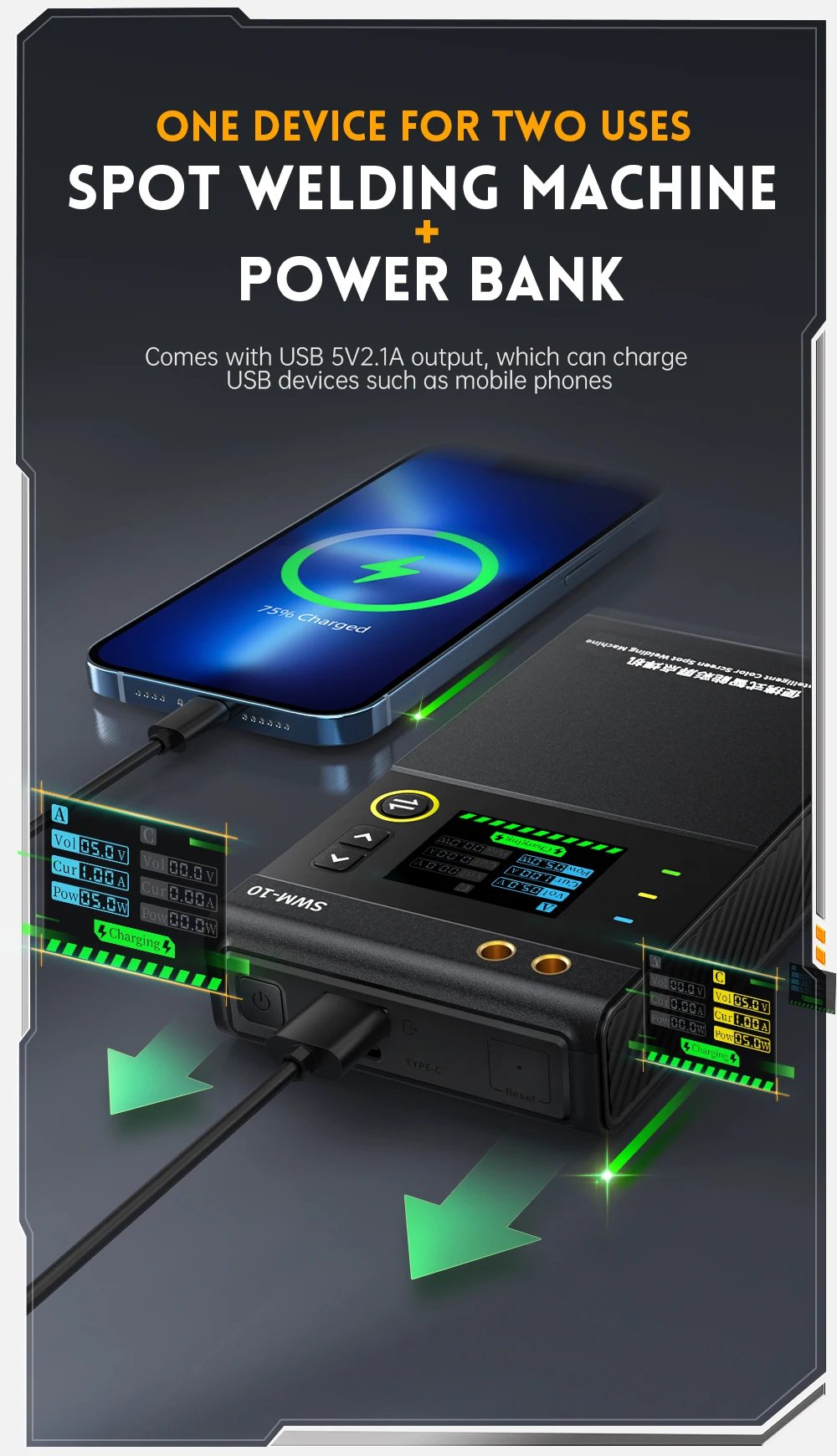 FNIRSI SWM-10 Portable Battery Spot Welder DIY Mini Welding Machine 18650 Battery Pack Welding Tool 5000mah Weldable 0.25mm